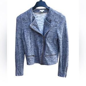 GAP Moto Jacket 100% Cotton Versatile Grayish Blue Zippers and Snaps